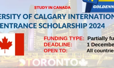 University of Calgary International Entrance Scholarship 2024 in Canada